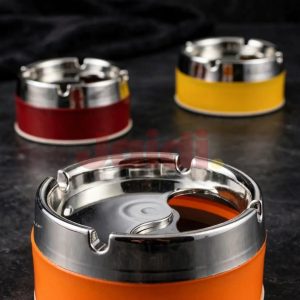 Orange Chrome Top Ashtray