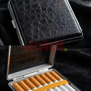 Black Crocodile Leather Cigarette Case