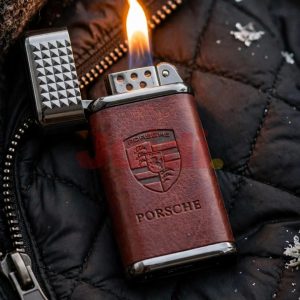 Maroon Porsche Leather Lighter